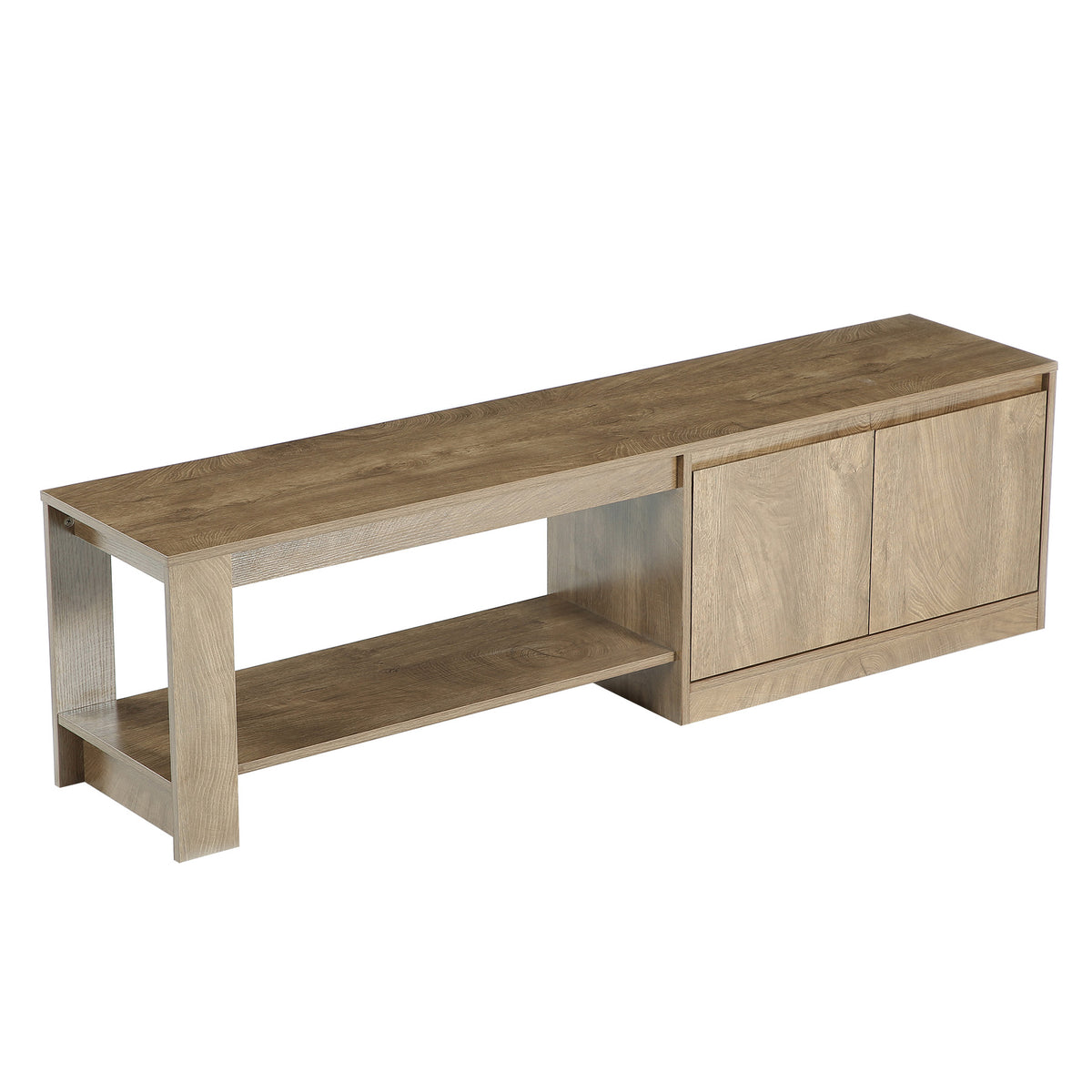 160cm Shoe Bench, Cabinet & 2-Tier Storage Shelves for Hallway