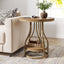 20” 2-Tier End Table, Round Sofa Side Table with Metal Frame