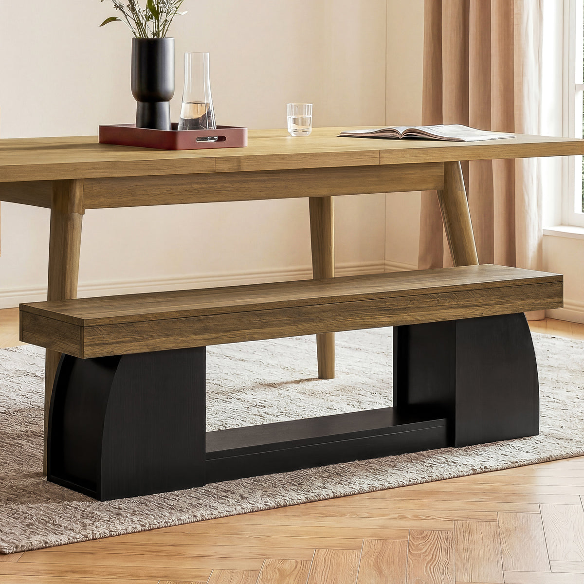 160cm Dining Bench, Farmhouse Kitchen Bench with Sturdy Frame