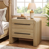 27.55" Nightstand with 2 Drawers, Modern Curved Bedside Table with Storage 3