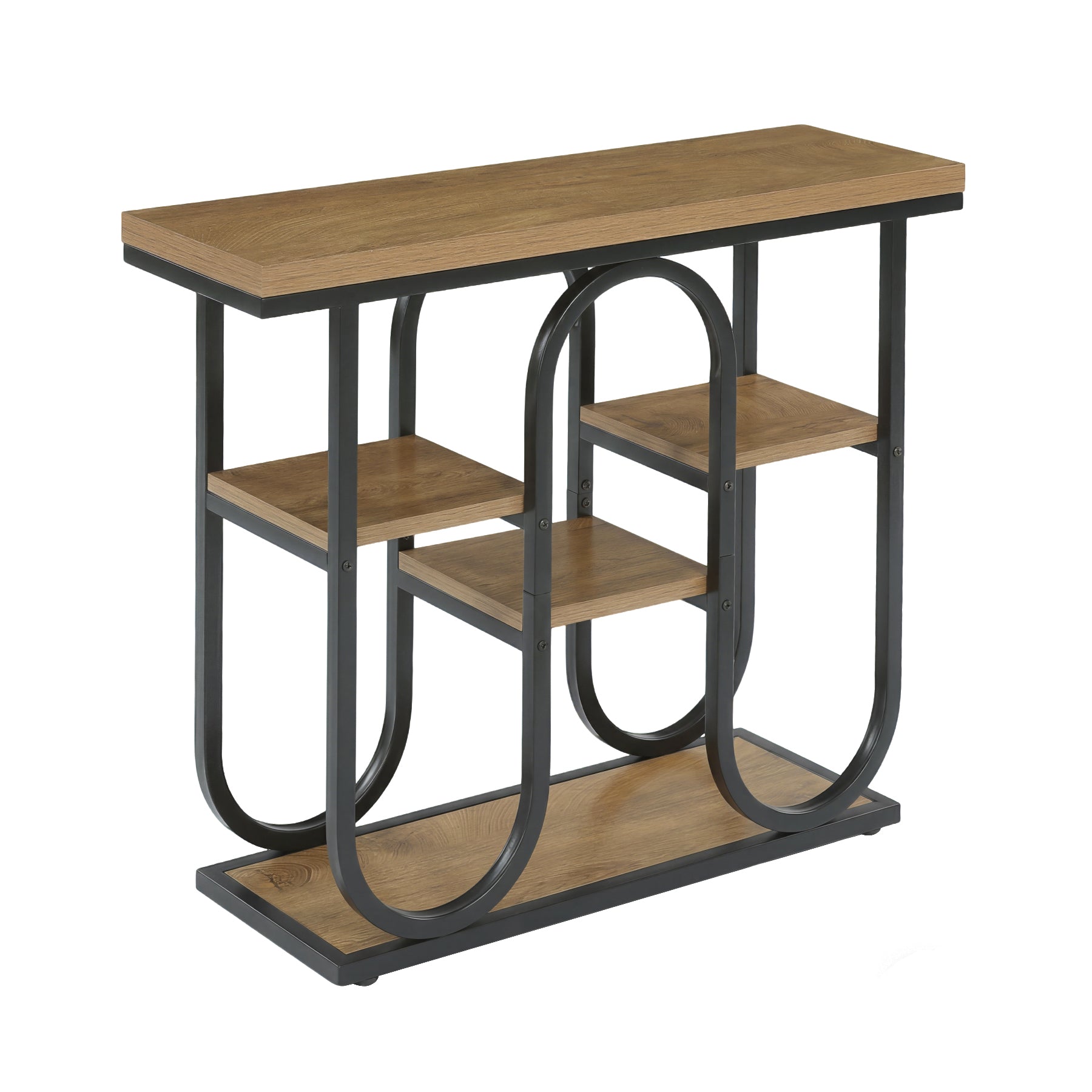 105cm Console Table, 4-Tier Sofa Table Entryway Table with Open Shelves