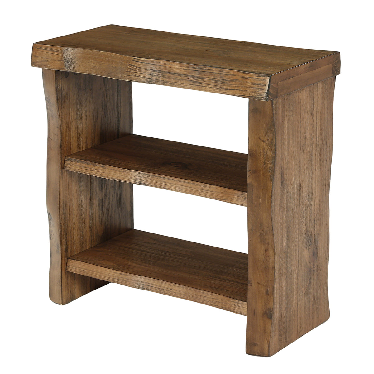 60cm End Table, 3-Tier Solid Wood Narrow Side Table with Live Edge Design for Living Room