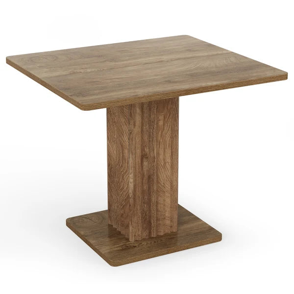 90cm Small Dining Table with Fluted Pedestal Base, Modern Farmhouse Kitchen Table for 2-4 People