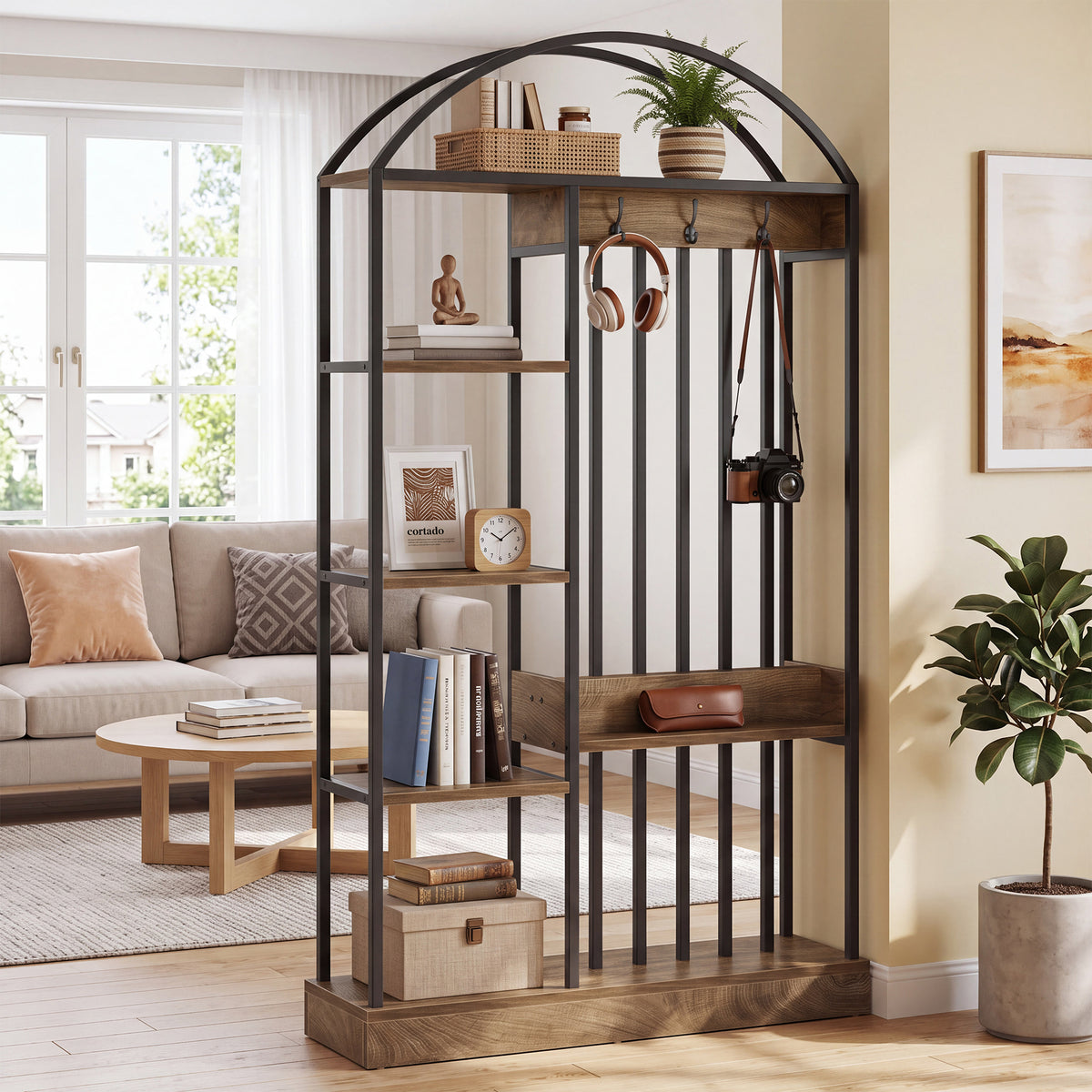 181cm Bookshelf, 5-Tier Bookcase with Open Shelves & Metal Frame for Home Office