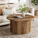Tribesigns Round Coffee Table, Fluted Drum Base for Living Room 3