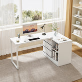 L-Shaped Computer Desk, Reversible Corner Desk With Drawer Cabinet 3