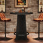 37.4'' Round Bar Table, Wooden Bistro Pub Table with Footrest