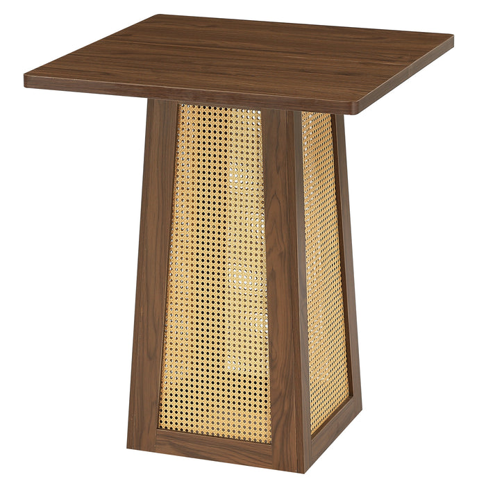 80cm Square Bar Table, Counter Height Rattan Pedestal Pub Table for Home Bar Kitchen