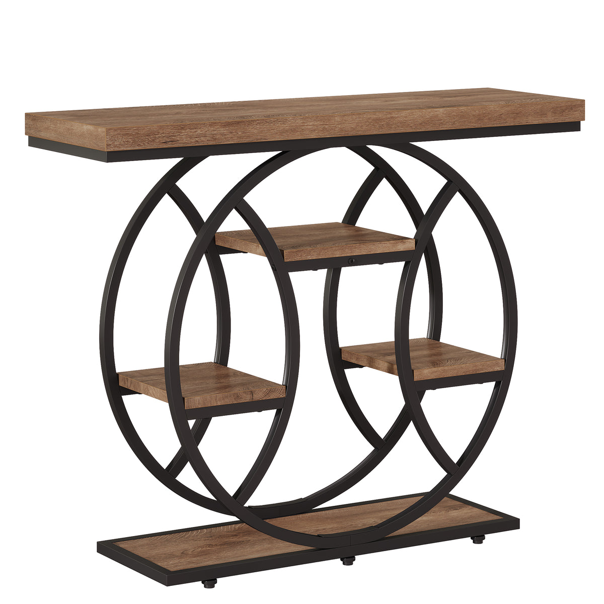 105cm Console Table, 4-Tier Round Metal Frame Side Table for Entryway