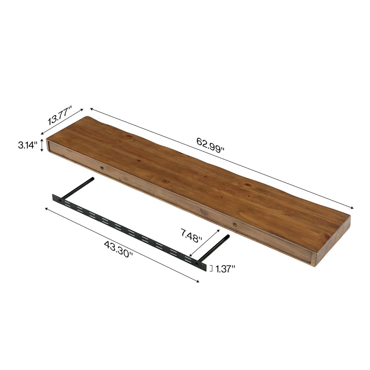 160cm Floating TV Stand, Solid Wood Wall-Mounted Media Console with Storage for 65-inch TVs
