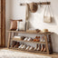 160cm Solid Wood Entryway Bench with Storage, 3-Tier Shoe Bench with Open Shelves