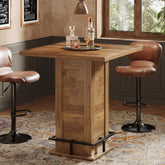 99cm Bar Table, Square Wooden Bistro Table for Home Pub 3