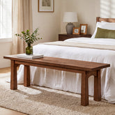 140cm Entryway Bench, Solid Wood Farmhouse Shoe Bench for Hallway & End of Bed 3