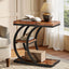60cm End Table, 3-Tier Couch C-Shaped Side Table with Storage