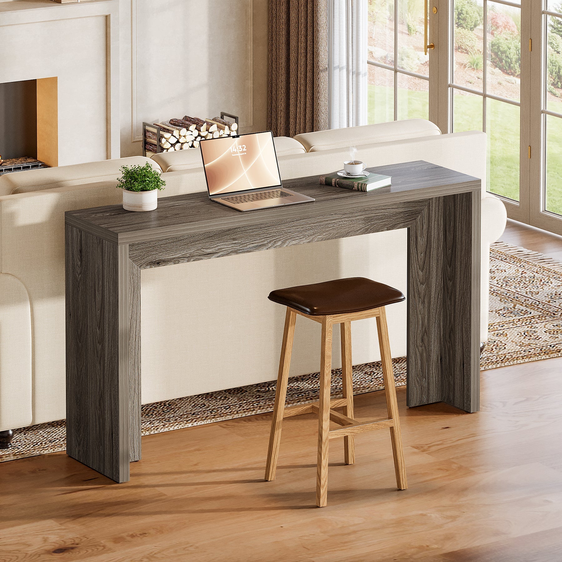 140cm Farmhouse Console Table with Storage, Narrow Wooden Entryway Sofa Table for Hallway, Foyer, or Living Room