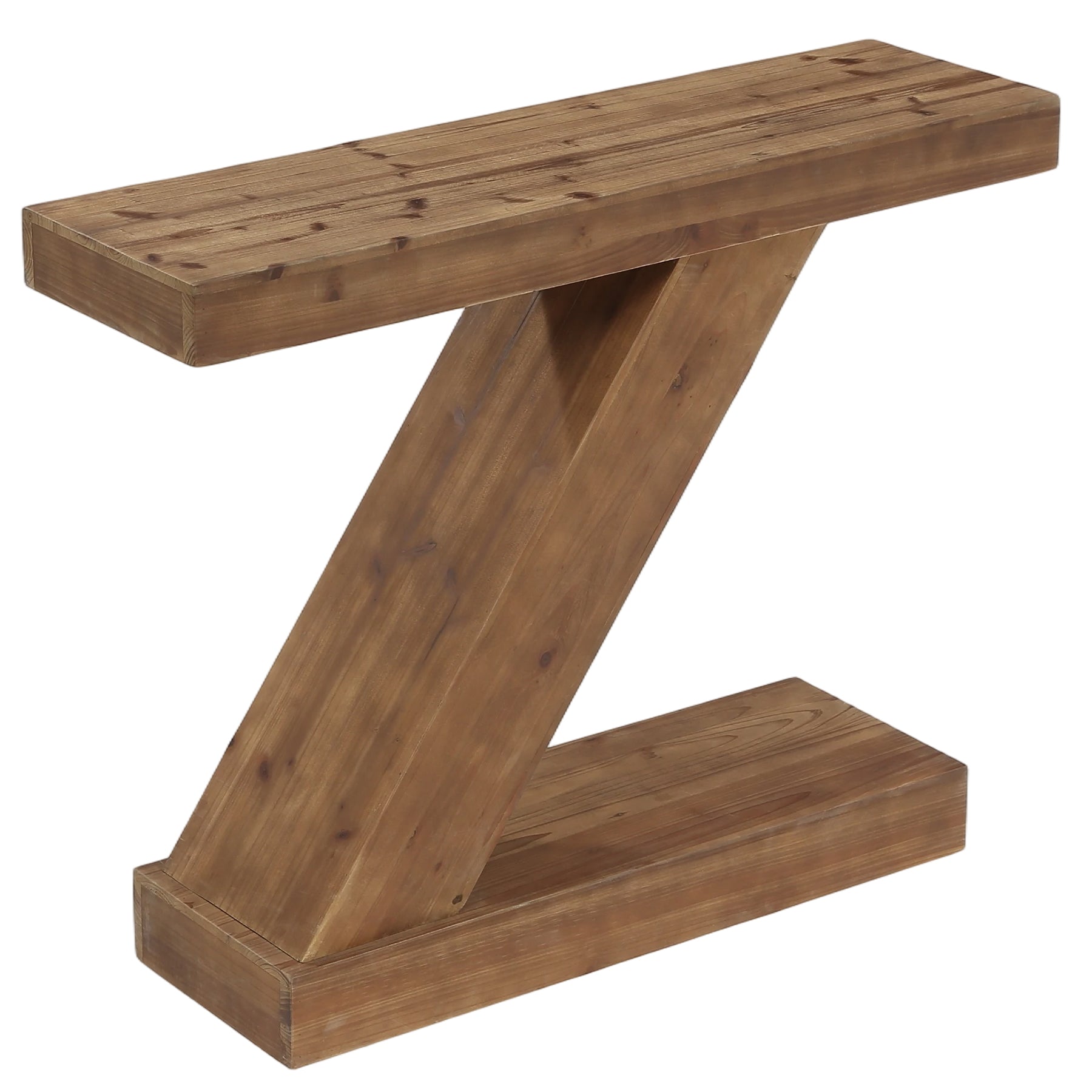 105cm Solid Wood Z-Shape Console Table, Modern Narrow Entryway Sofa Table for Living Room or Hallway