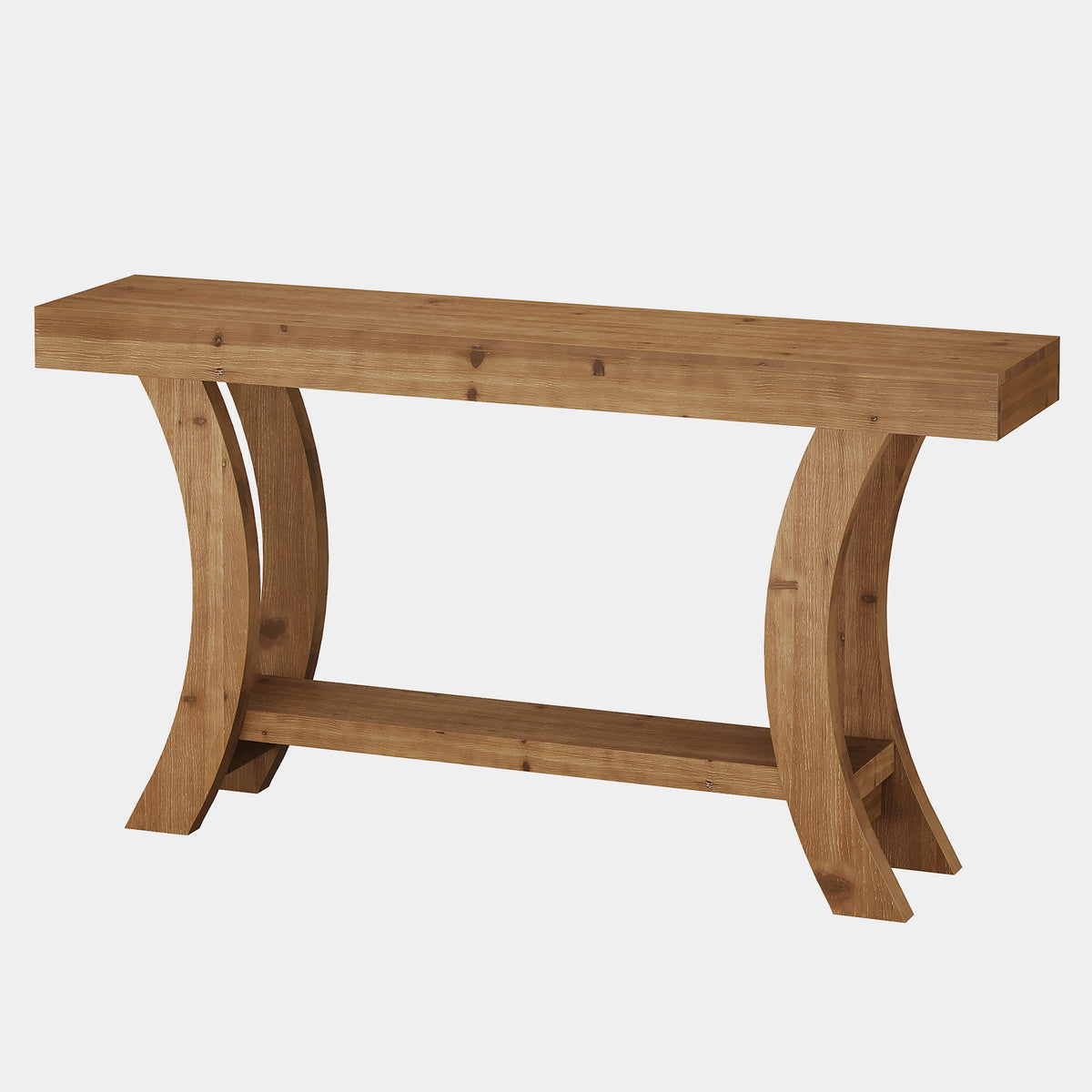 160cm Console Table, Solid Wood Hallway Table with Storage & Arched Frame