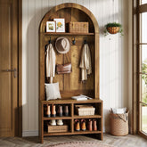 70.87“ Arched Hall Tree with Bench and Shoe Storage 3