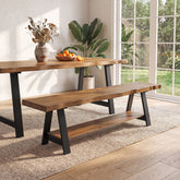 140cm Entryway Bench, Solid Wood Live Edge Storage Shelf for Hallway Mudroom 3