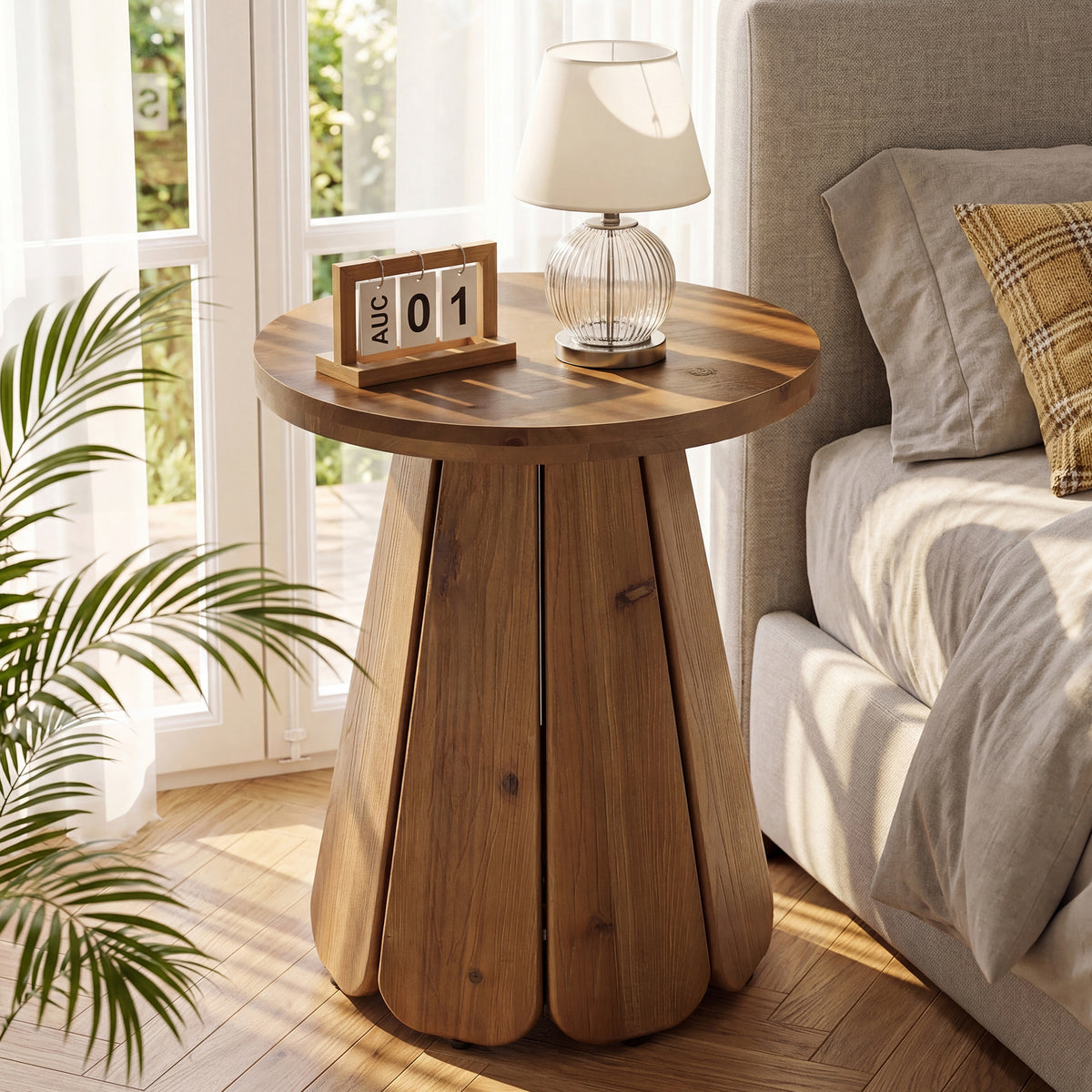 50cm Round End Table, Mid Century Accent Table for Living Room