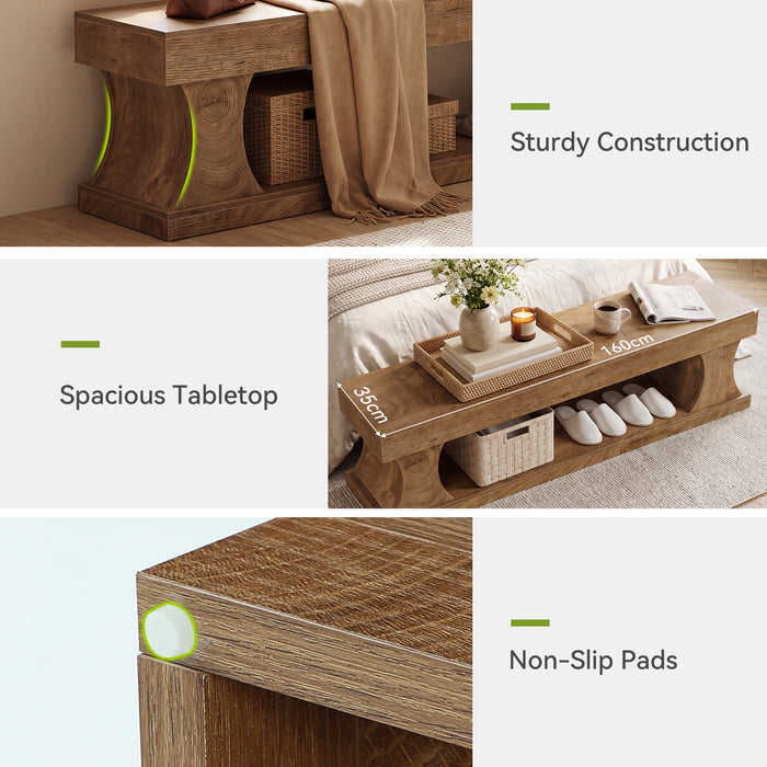 160cm Shoe Bench, MDF Storage Bench with Seat for Hallway