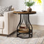 2 - Tier End Table, Round Sofa Side Table with Metal Frame Tribesigns