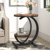 2 - Tier End Table, Small Accent Side Table with C - Shaped Frame Tribesigns 3