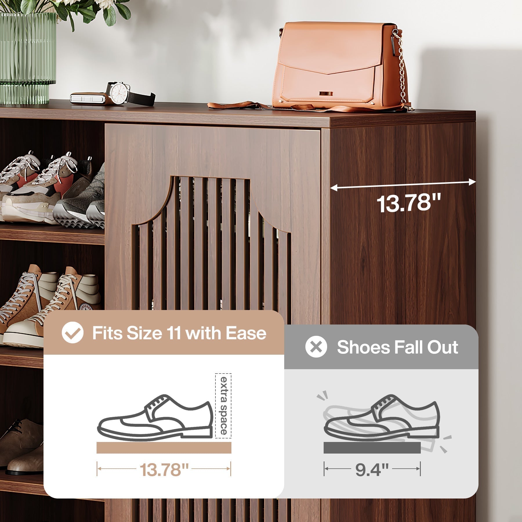5-Tier Shoe Cabinet with Doors, Adjustable Wooden Shoe Rack Organizer for 20 Pairs
