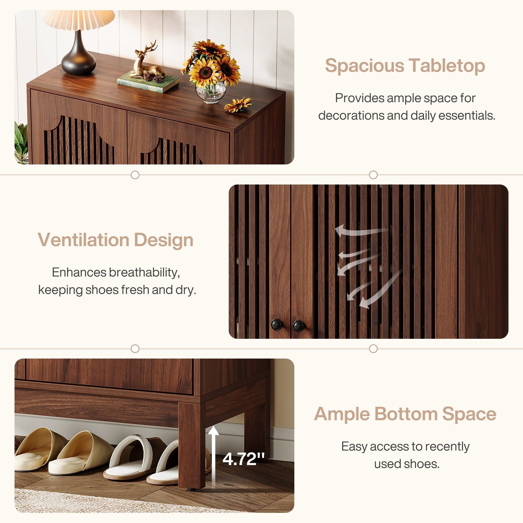 5-Tier Shoe Cabinet with Doors, Adjustable Wooden Shoe Rack Organizer for 20 Pairs