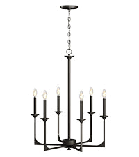 6-Light Black Wagon Wheel Chandelier, Modern Candle Pendant Light