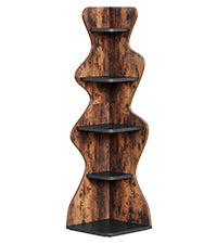 69" Wood Bookshelf, 5-Tier Corner Shelf Storage Plant Stand