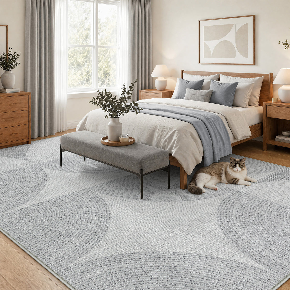 Tribesigns geometric rug, modern short-pile living room rug, washable & non-slip