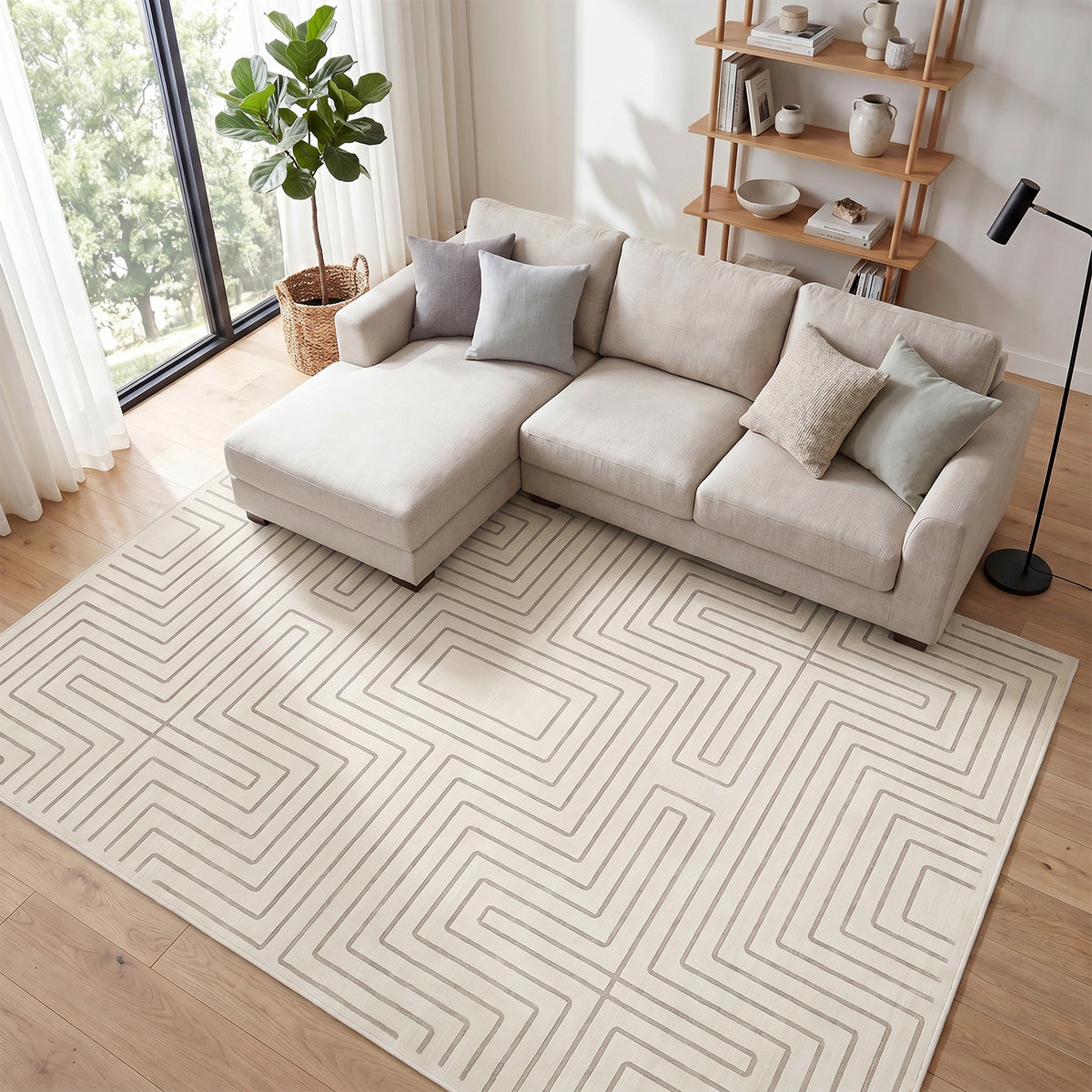 Tribesigns Geometric Low-Pile Rug, Non-Slip Backing, Machine Washable Up to 30°C, OEKO-TEX Certified