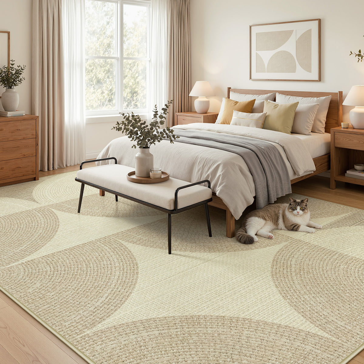 Tribesigns geometric rug, modern short-pile living room rug, washable & non-slip