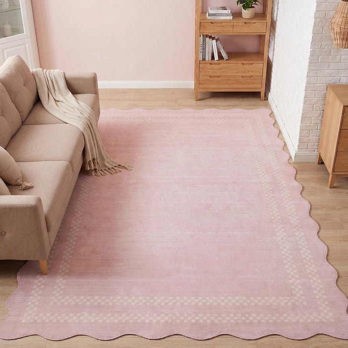 Tribesigns Minimalist geometric rug with scalloped edge, 160 x 230 cm/200 x 300 cm, washable scalloped rug