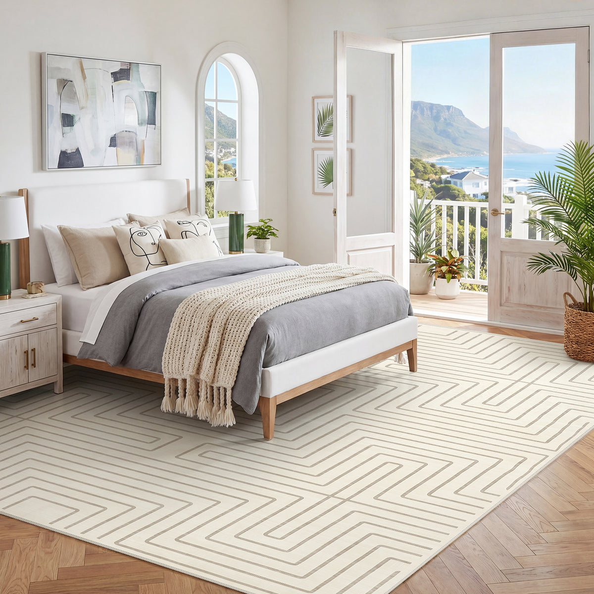 Tribesigns Geometric Low-Pile Rug, Non-Slip Backing, Machine Washable Up to 30°C, OEKO-TEX Certified