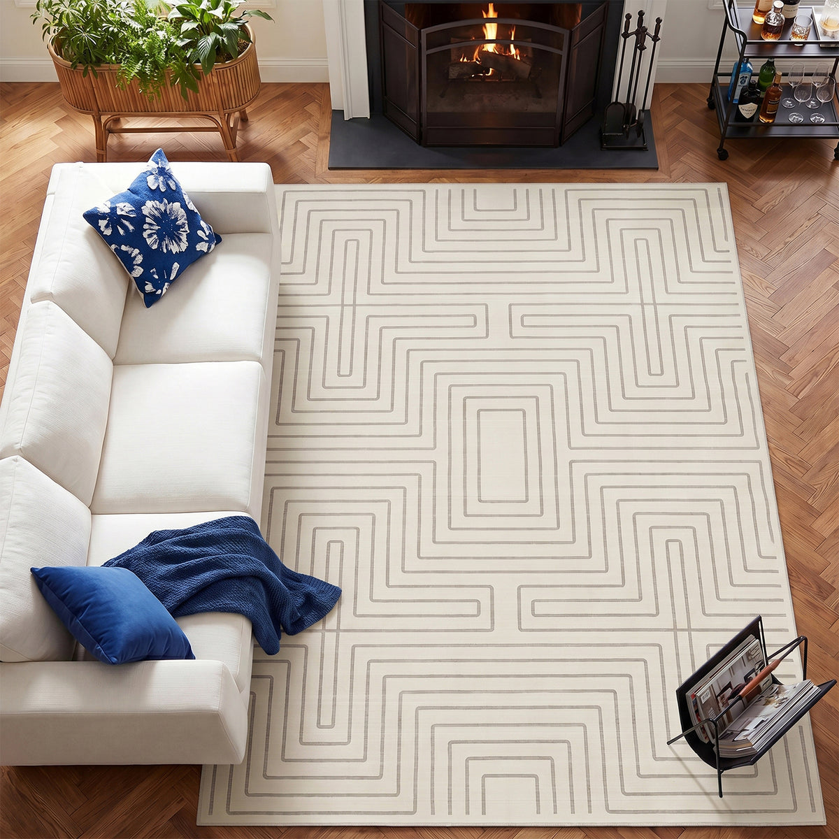 Tribesigns Geometric Low-Pile Rug, Non-Slip Backing, Machine Washable Up to 30°C, OEKO-TEX Certified