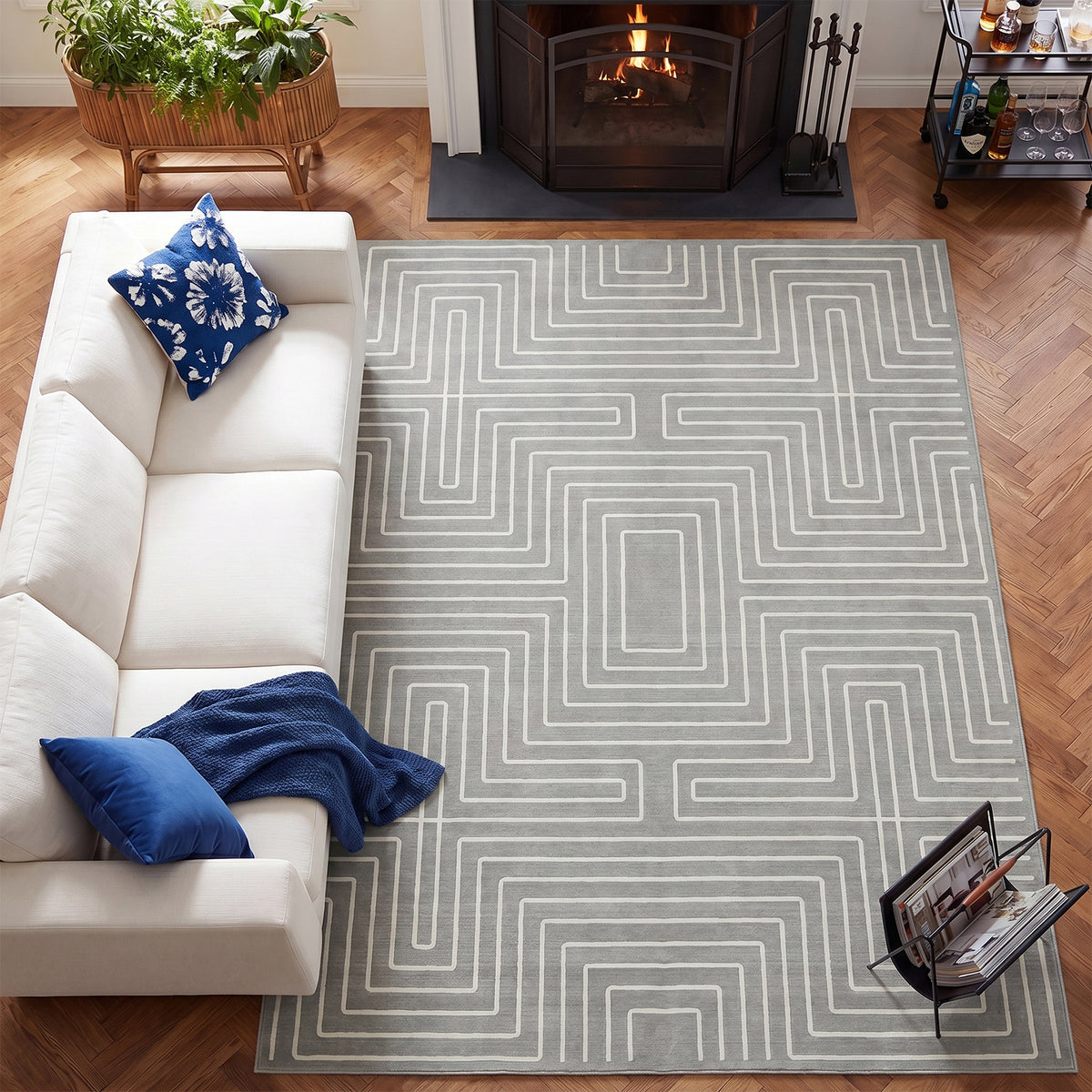 Tribesigns Geometric Low-Pile Rug, Non-Slip Backing, Machine Washable Up to 30°C, OEKO-TEX Certified