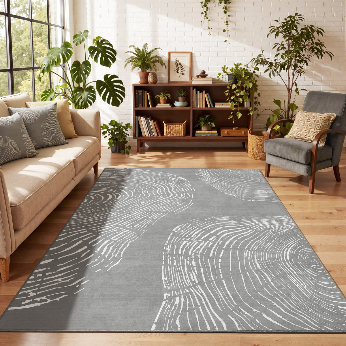Tribesigns Machine-Washable Abstract Rug, Various Sizes, Soft, Minimalist, Non-slip, Short-pile, OEKO-TEX Certified