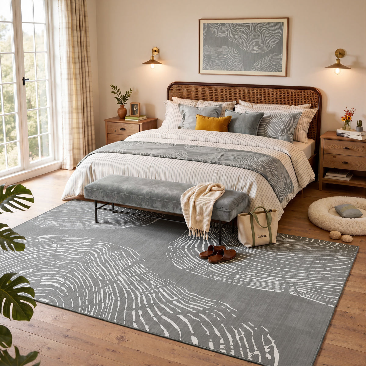 Tribesigns Machine-Washable Abstract Rug, Various Sizes, Soft, Minimalist, Non-slip, Short-pile, OEKO-TEX Certified