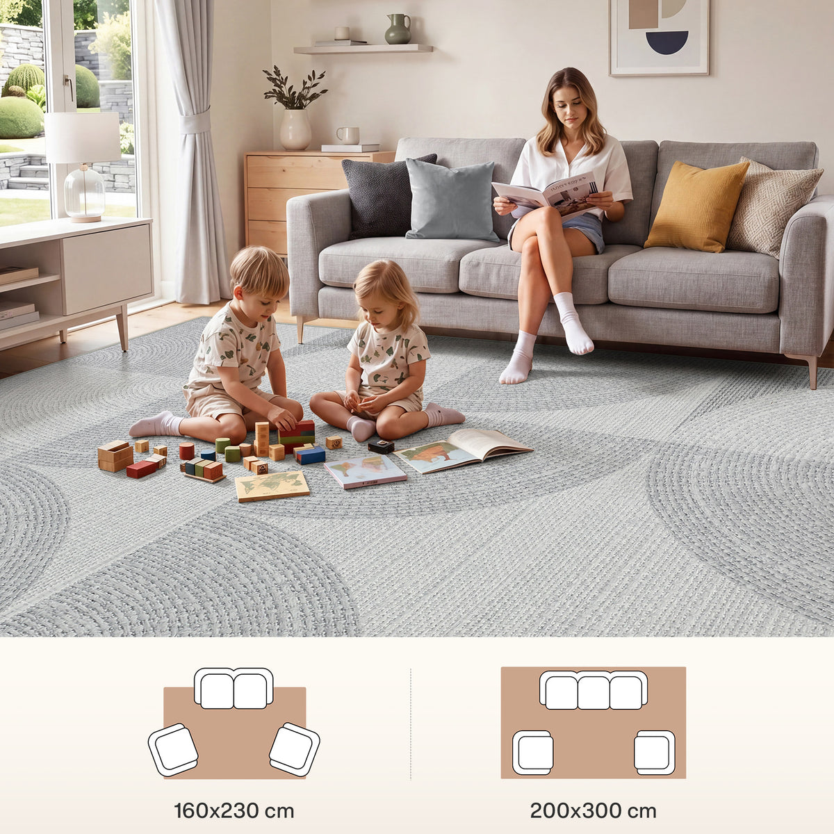 Tribesigns geometric rug, modern short-pile living room rug, washable & non-slip