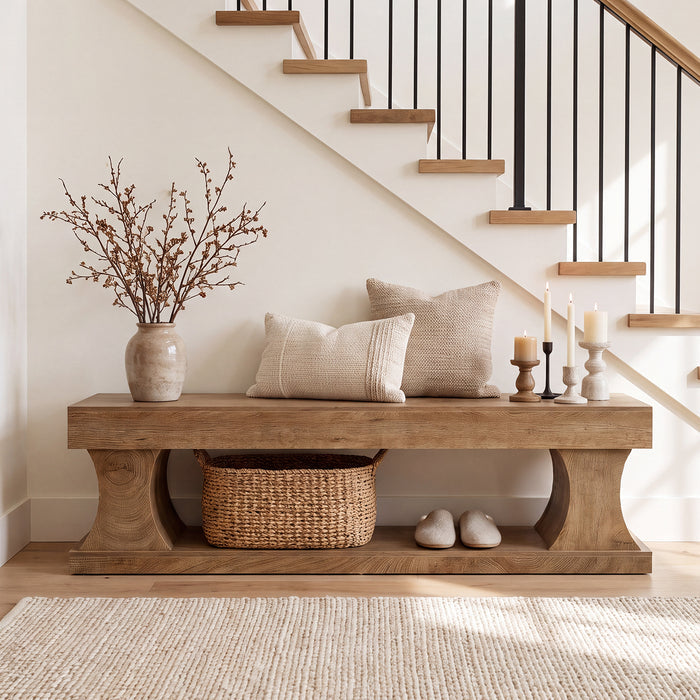 160cm Shoe Bench, MDF Storage Bench with Seat for Hallway