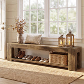 180cm Entryway Bench, 2-Tier Shoe Storage with Lower Open Shelf for 3-4 People 3