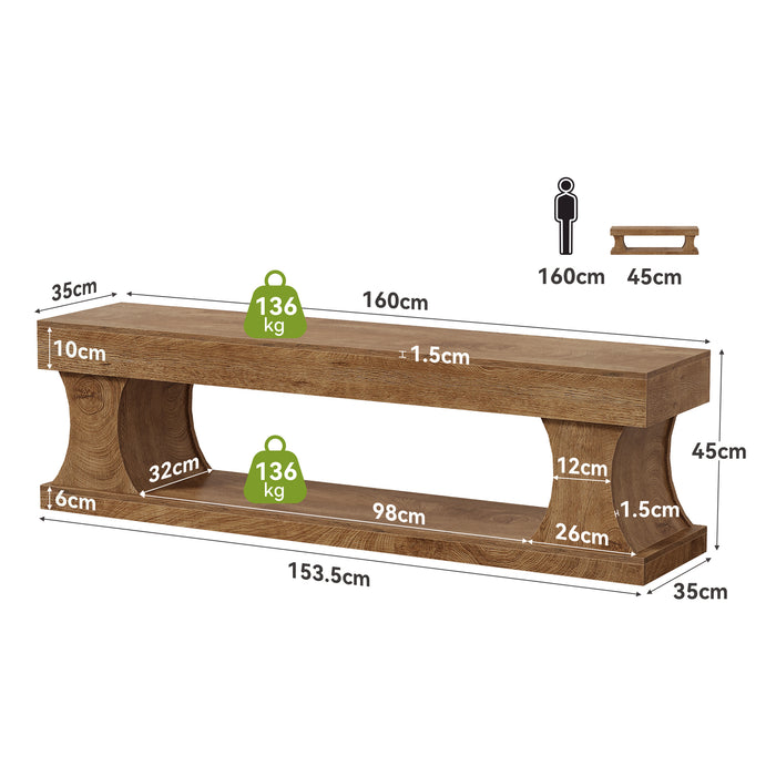 160cm Shoe Bench, MDF Storage Bench with Seat for Hallway