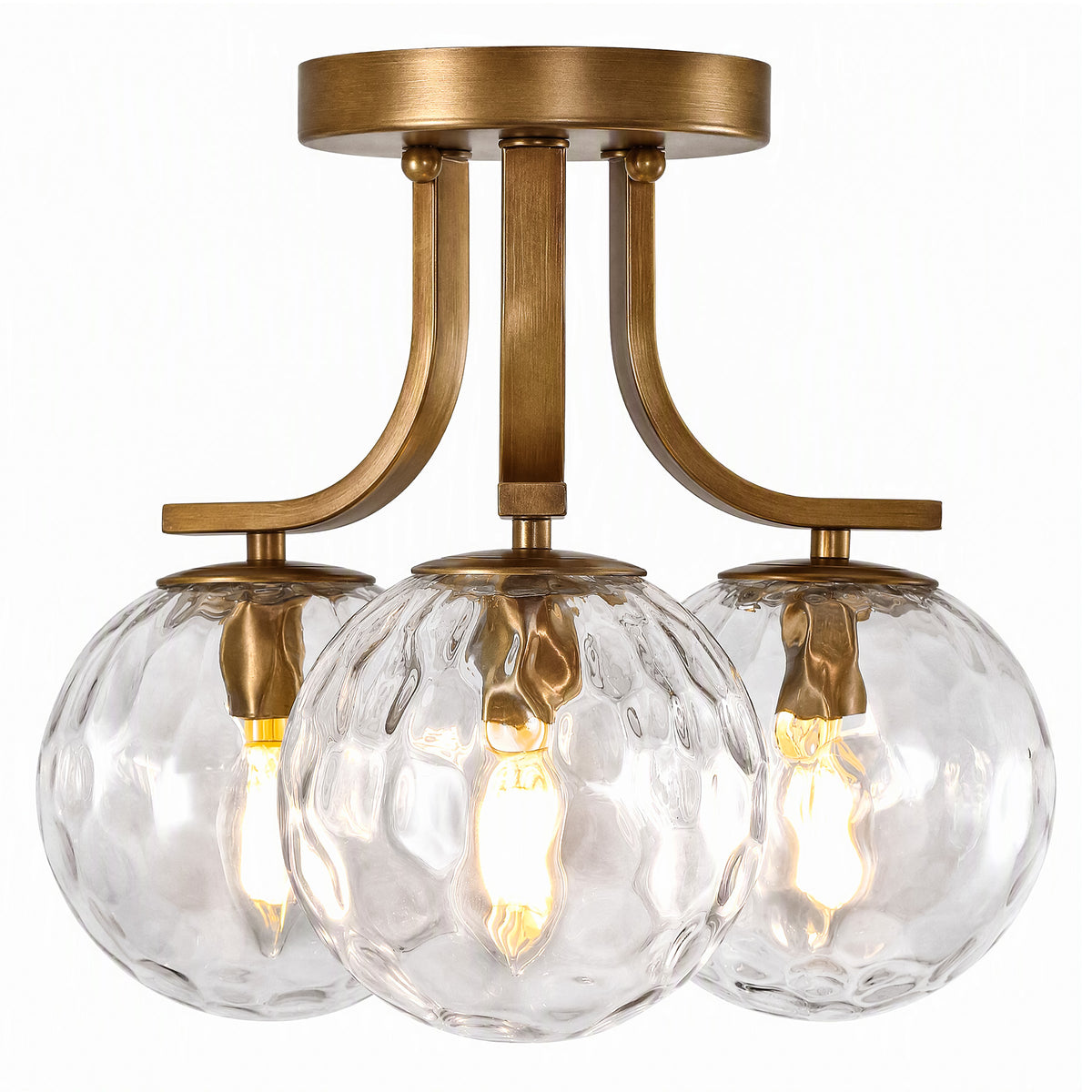 Tribesigns 3-bulb E14 ceiling light, living room ceiling lamp with clear blown glass spheres