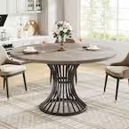 Round Dining Table for 4-6, 47" Farmhouse Circle Kitchen Table