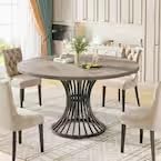 Round Dining Table for 4-6, 47" Farmhouse Circle Kitchen Table