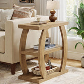 23.6" End Table, 3-Tier Farmhouse Side Table with  Geometric Frame 3