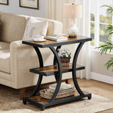 23.6" End Table, 3-Tier Side Table Nightstand with Geometric Design 3