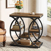 23.6" Rustic 4-Shelf End Table - Narrow Storage Side Table for Bedroom & Living Room 3